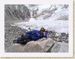 15April05 - Andy resting at Khumba Glacier (base camp on left) * Just chillin at Everest Base Camp. (really he could hardly move as he was buggered!) * 2048 x 1536 * (683KB)